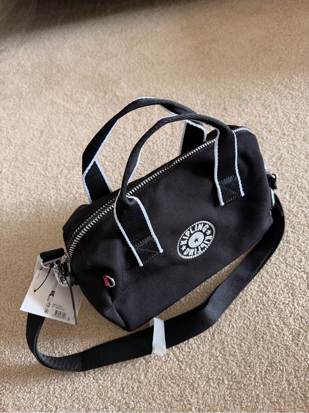 Kipling Black Duffel Bag with Pink Charm Accent - Picture 2 of 5
